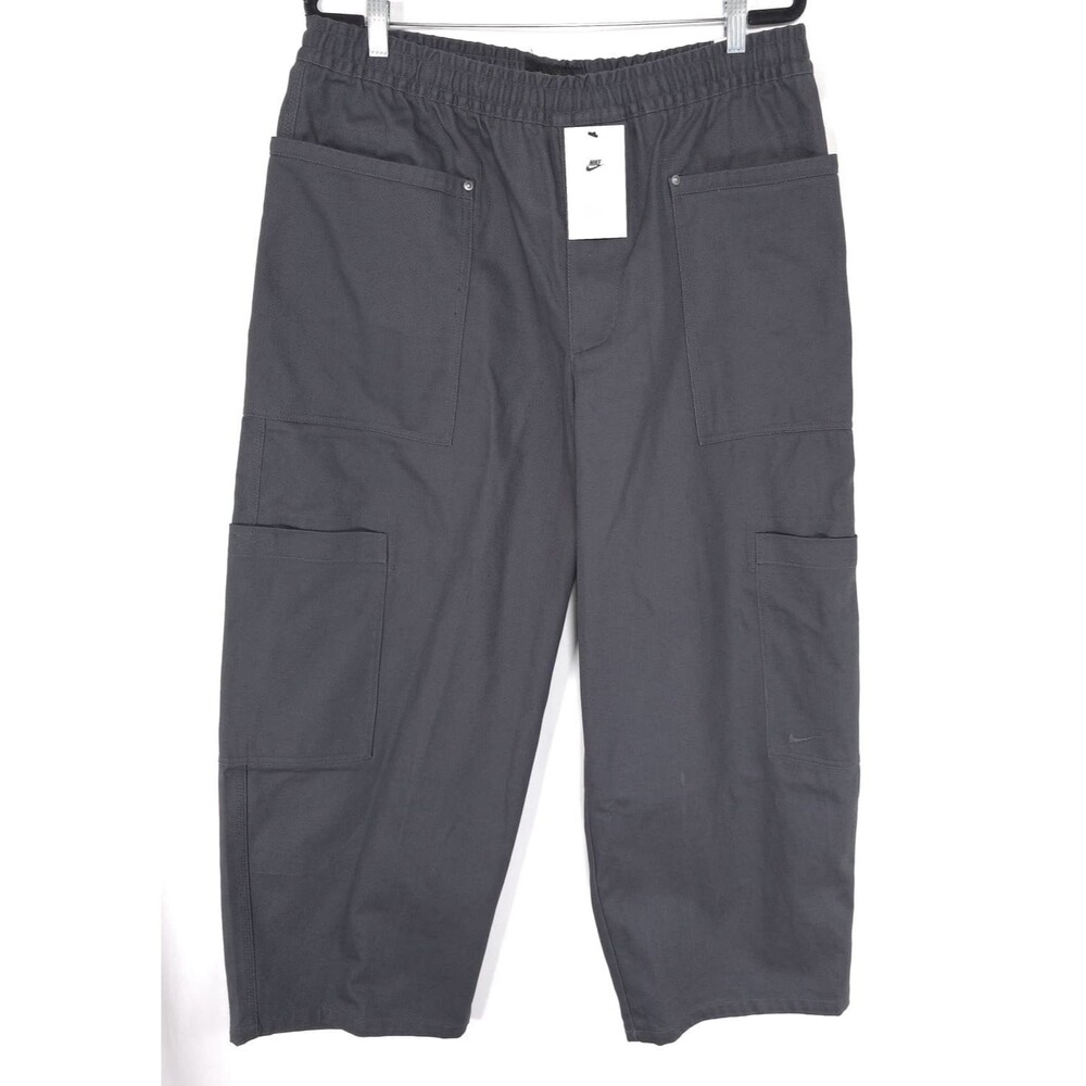 NIKE Mens New Pants Gray LARGE Loose Straight Leg Regular 100% Cotton HJ0643-060